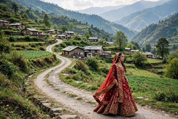 Bride walks 18 km lehenga on mountain path to marital home in Uttarakhand