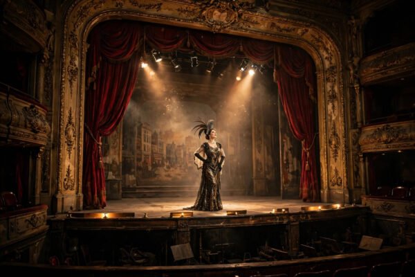 Fanny Brice, the Funny Girl star born October 29, on a vintage Broadway stage