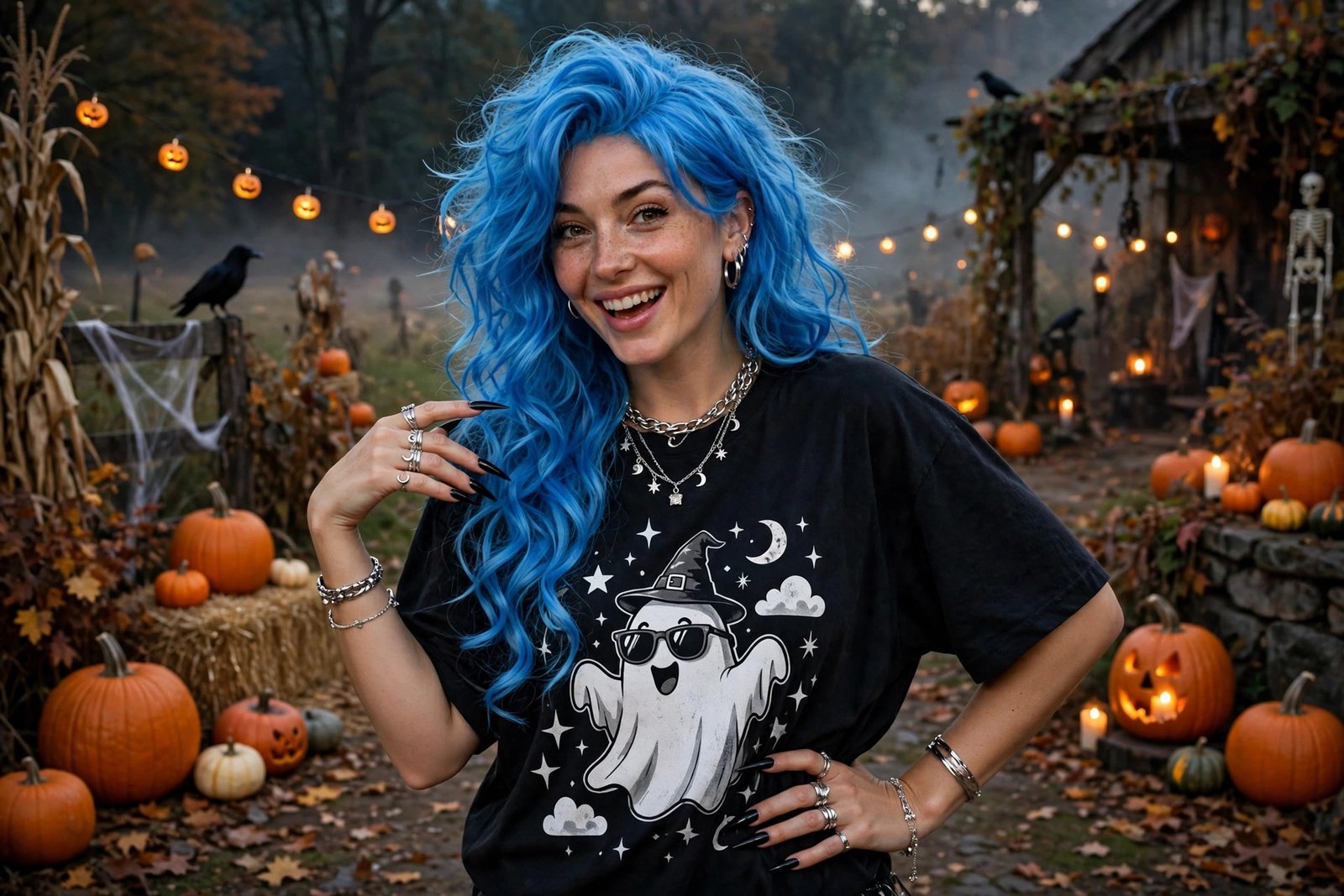 Kim Kardashian North West Halloween costume with blue wig