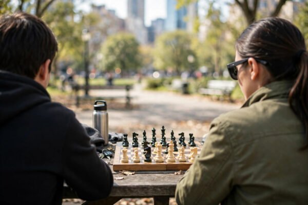Meta glasses chess cheating stunt debated online, smart glasses resting beside a chess board