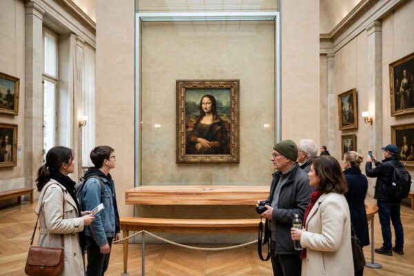 Mona Lisa alopecia eyebrows close view of the Louvre portrait showing her missing eyebrows and eyelashes