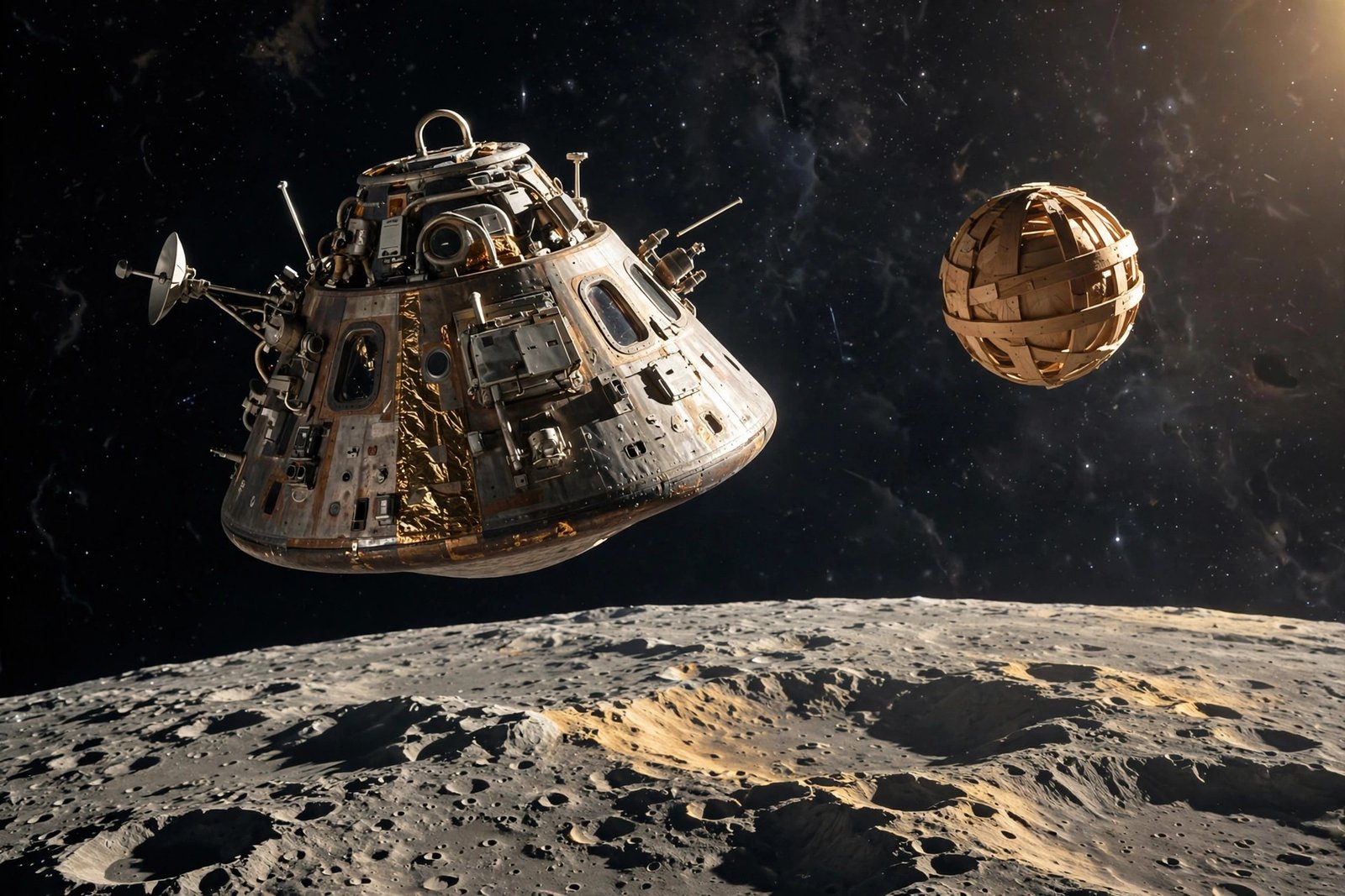 NASA wooden Moon capsules concept showing a balsa-wood sphere designed for a 1962 Ranger Moon mission