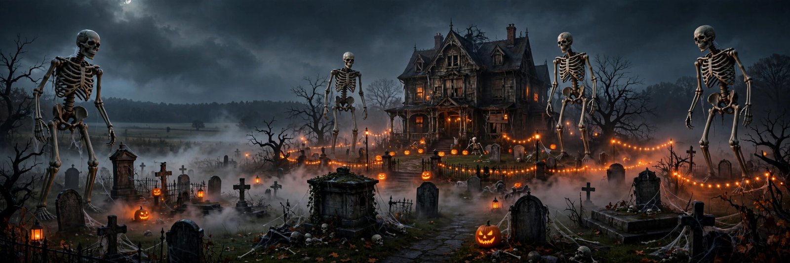 Spooky front-yard scene inspired by the viral Halloween display that terrified adults in Mississippi