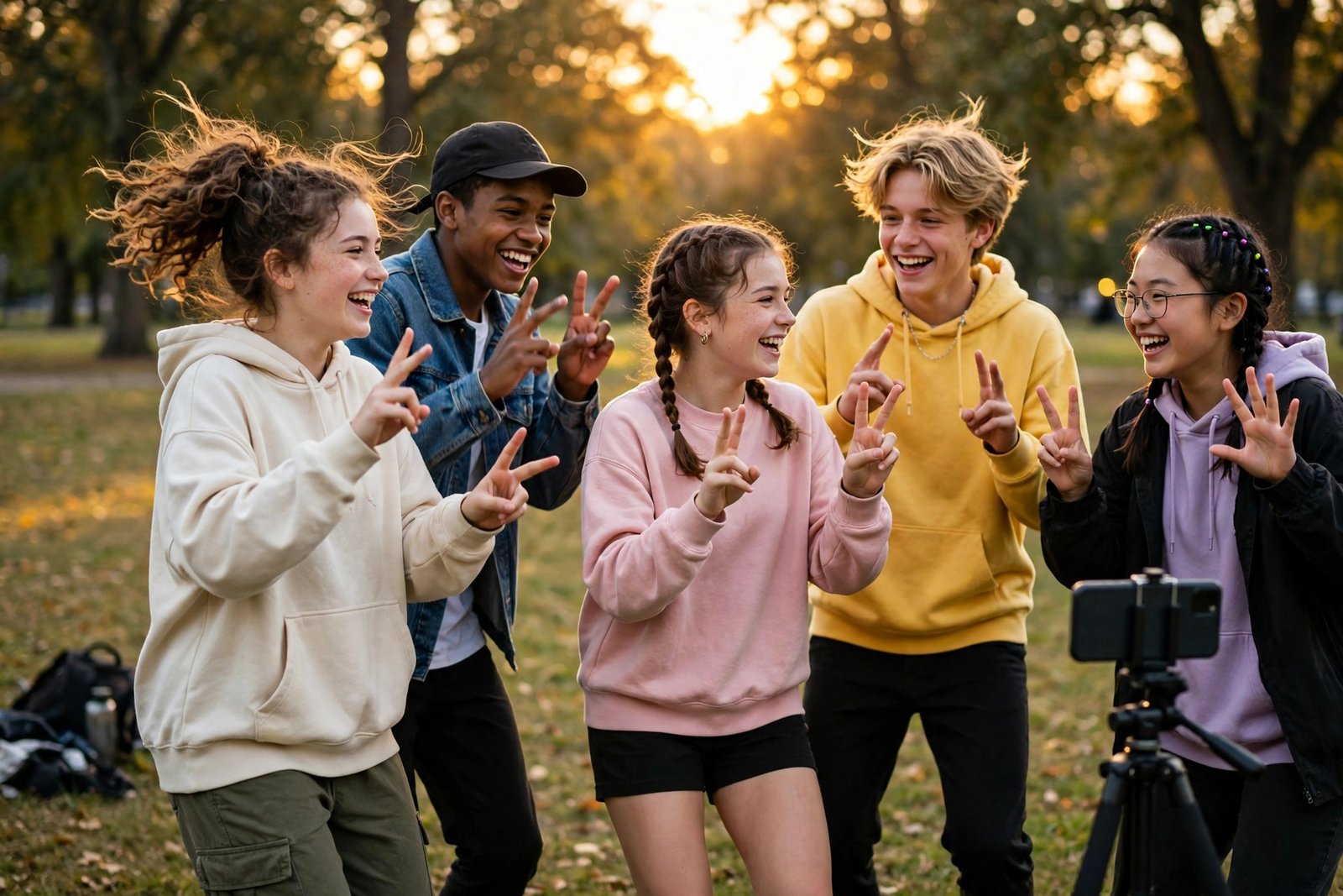 Dancers performing the six seven TikTok dance finger-counting move