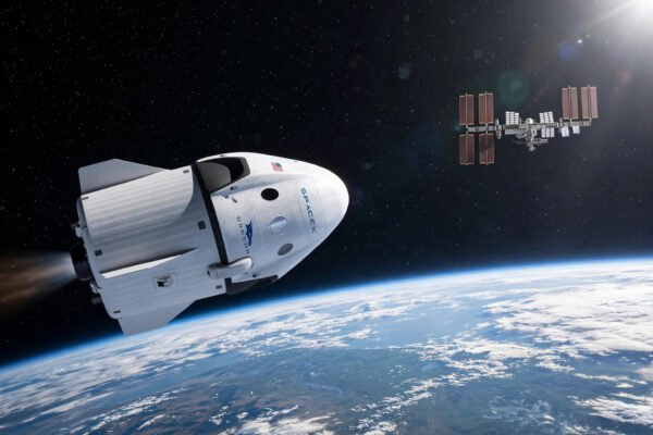 SpaceX Dragon ISS science mission approaching the International Space Station with cargo