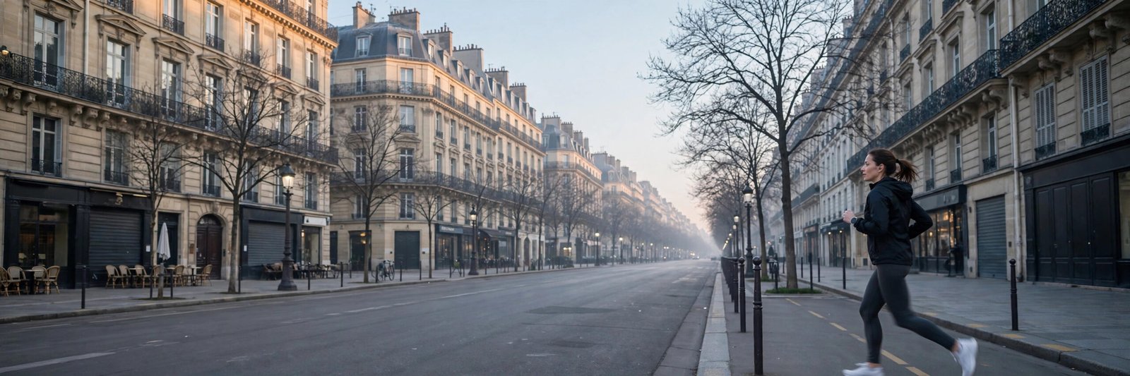 Woman jogging past burning barricade in Paris viral video